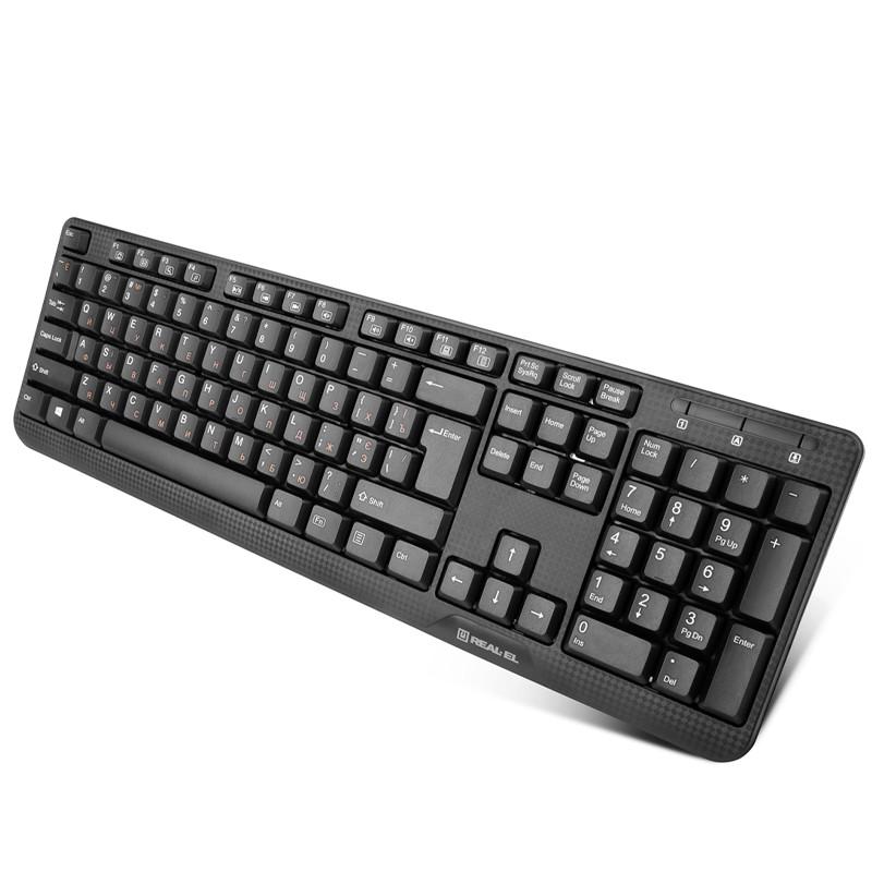 Клавиатура REAL-EL Standard 500 USB Black компьютерная проводная классическая без дополнительных клавиш Клавиатура REAL-EL Standard 500 USB Black компьютерная проводная классическая без дополнительных клавиш