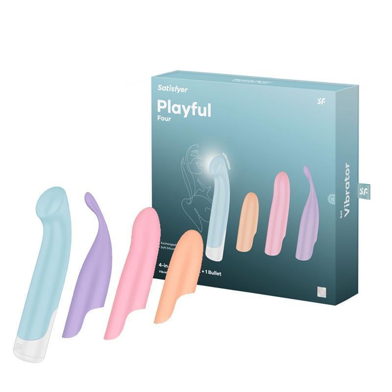 Вибратор Satisfyer Playful Four с насадками 11,1 см Разноцветный (56980)