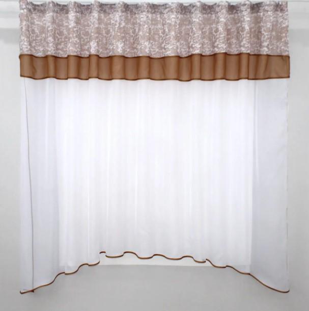 Тюль арка на кухню/балкон 280х170 см Коричневый/Белый (00к 59-755)