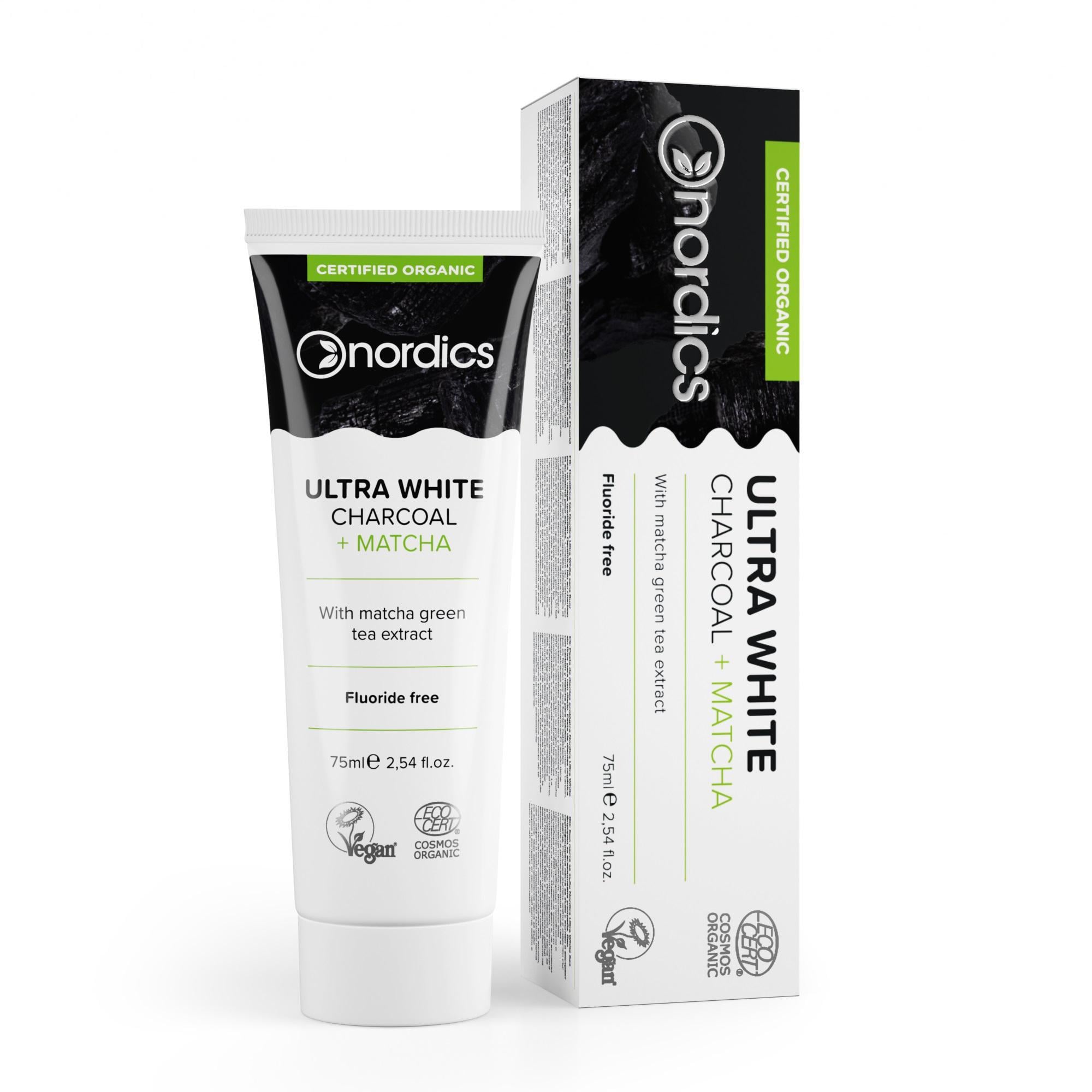 Зубная паста Nordics Cosmos Organic Ultra White Глубокая очистка и отбеливающий эффект активированного угля и матча 75 мл (7189)