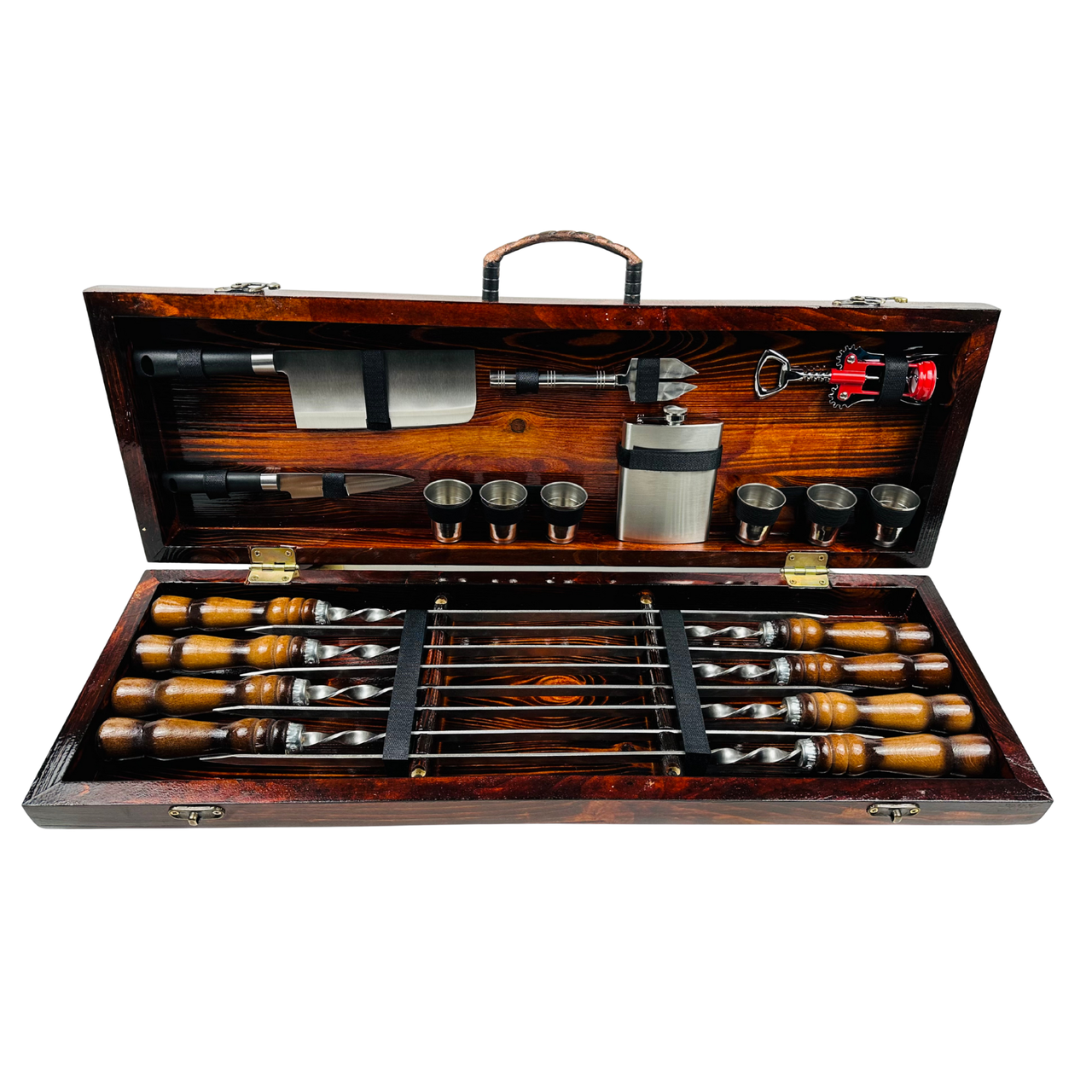 Набор шампуров Кук из нержавеющей стали в кейсе из дерева