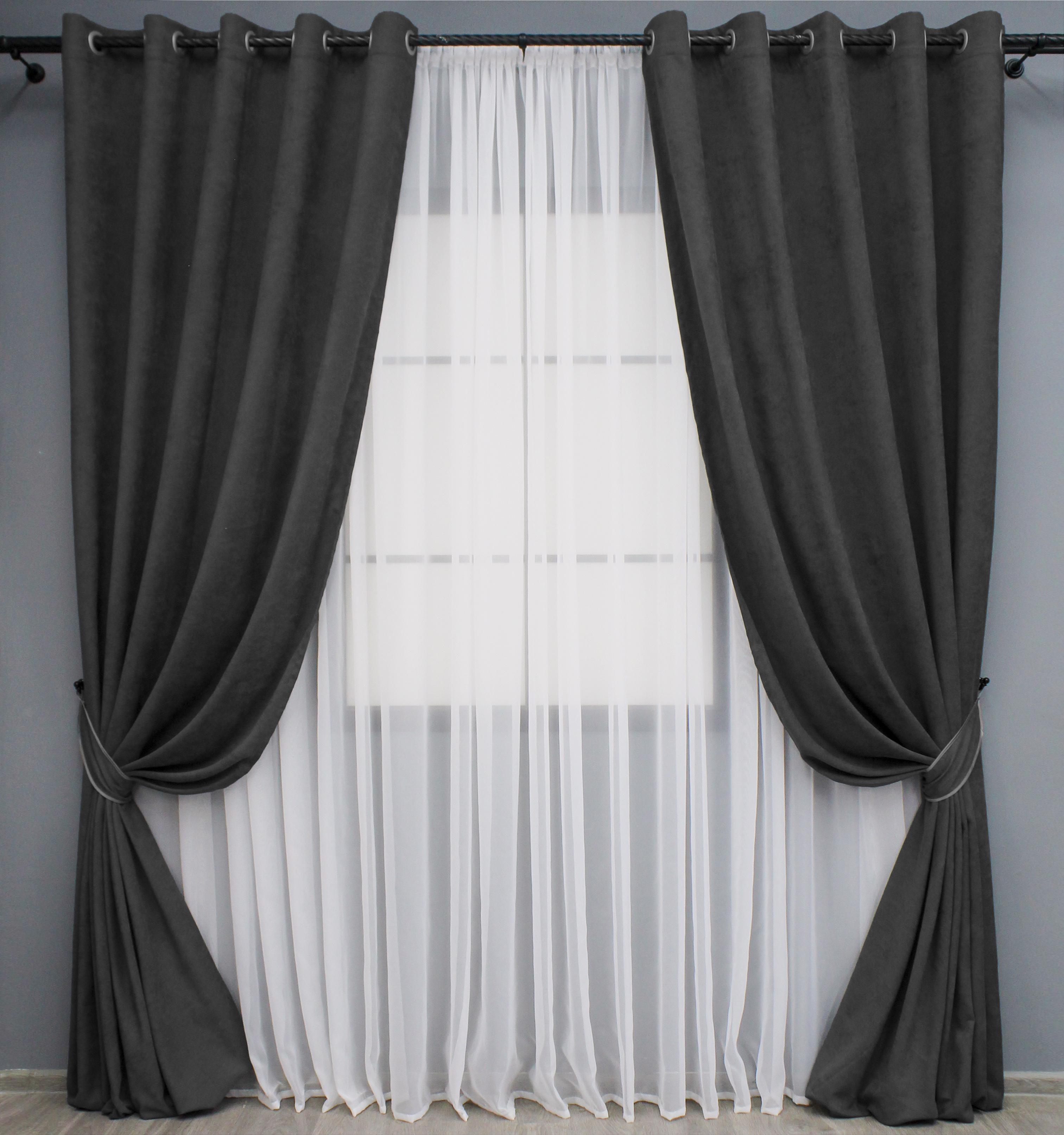 Комплект штор на люверсах VR-Textil Микровелюр Petek № 1495ш 150х270 см 2 шт. Темно-серый (37-0213)