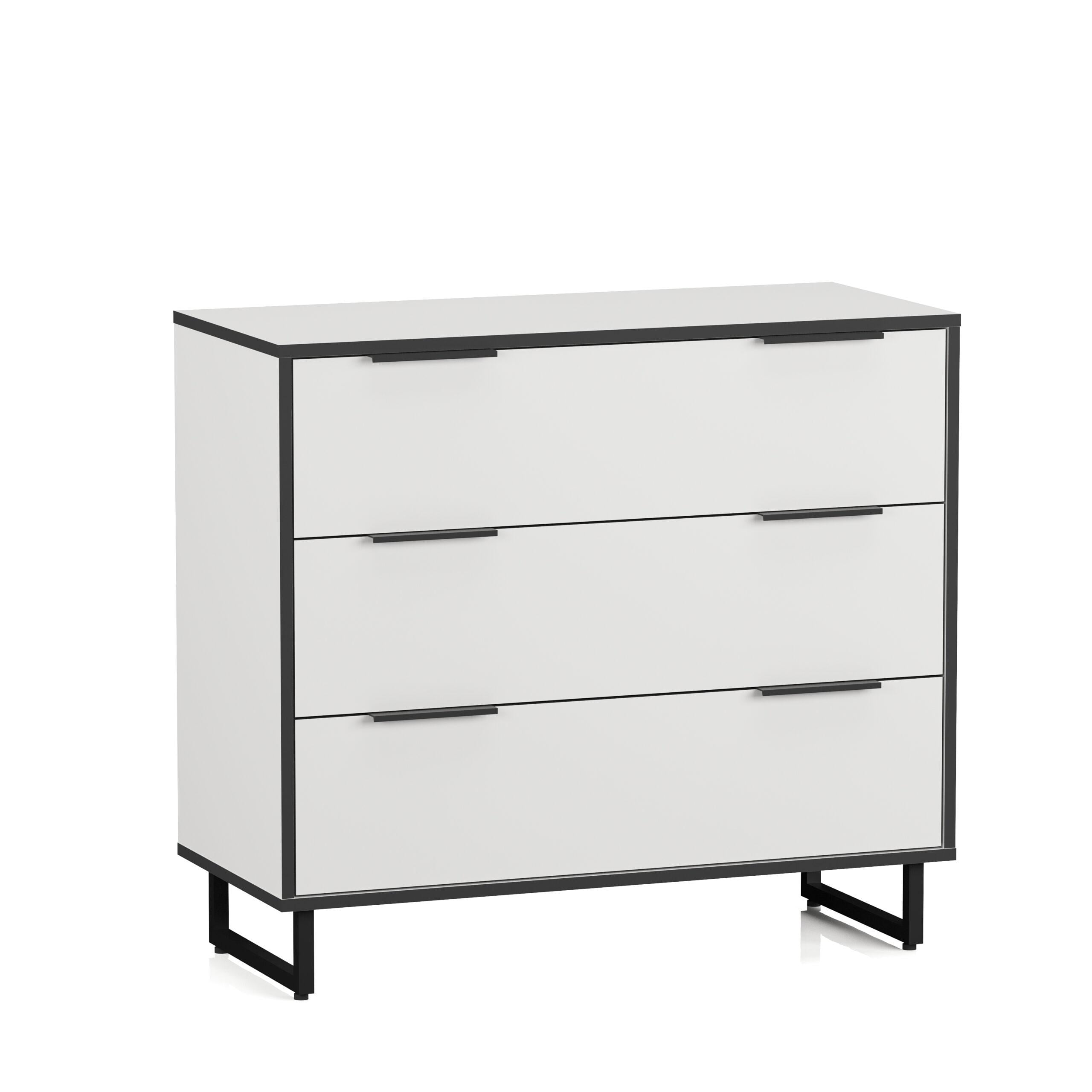 Комод з 3 шухлядами Nikoshop Лофт F-8 900x810x400 мм Білий