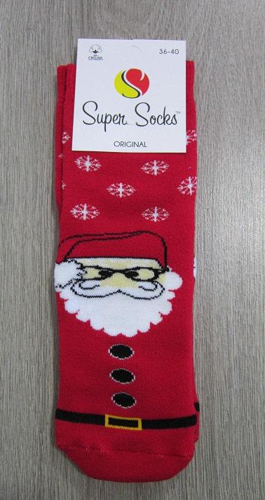 Носки универсальные махровые Super Socks 006 S072 Санта р. 36-40 Красный