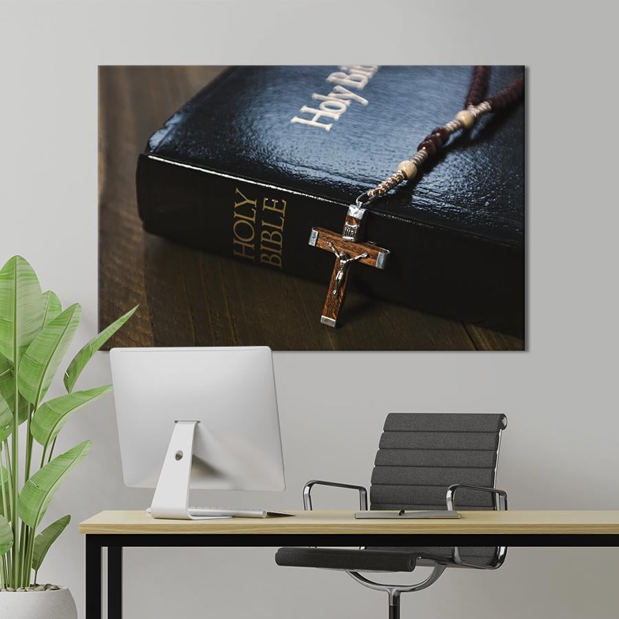 Настінний декор Хрест і Біблія 80x54 см (1806-1)