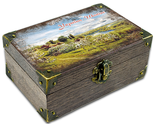 Шкатулка эко декоративная Украина Хутор с яблоневым цветом 10х15 см Коричневый (укш03к10х15)