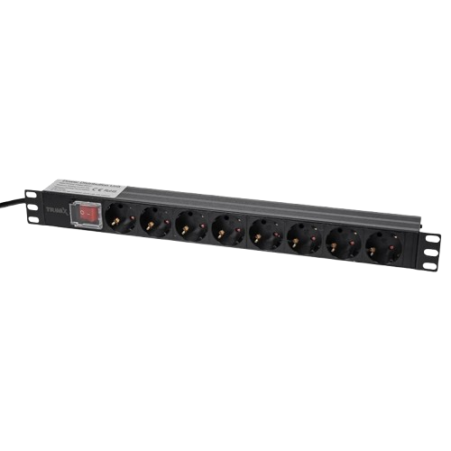 Блок розеток Trinix TRX-PDU/8M-16А для монтажа в стойку 1U на 8 розеток с выключателем Черный (34416878)