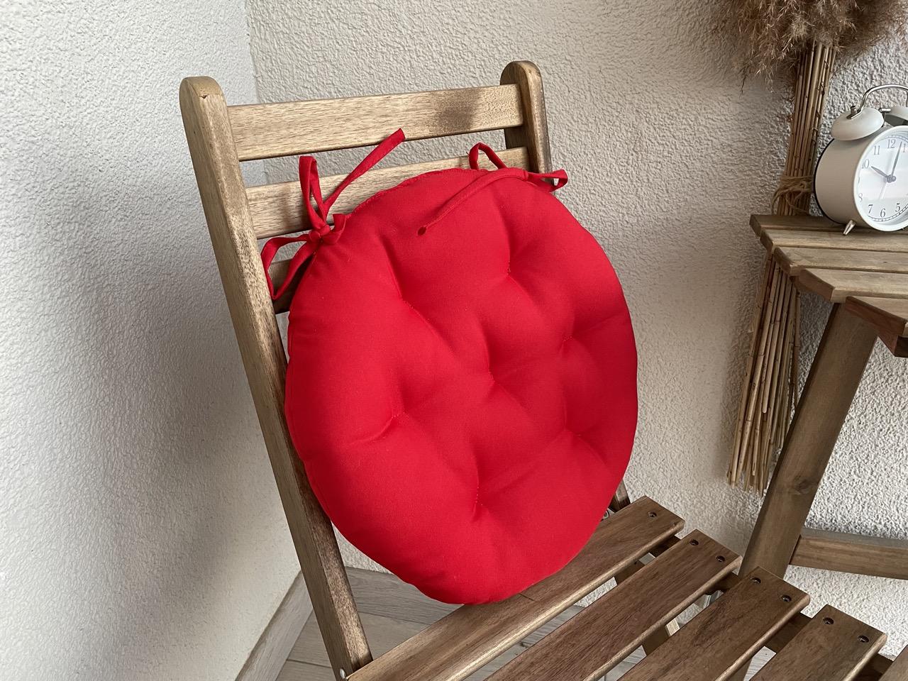 Подушка на стул с завязками круглая Color 40х40х5 см Красный - фото 7