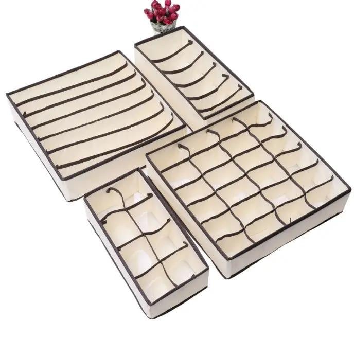 Набір органайзерів для спідньої білизни 4 шт. Бежевий/Коричневий (ОДШ-102-23) - фото 3