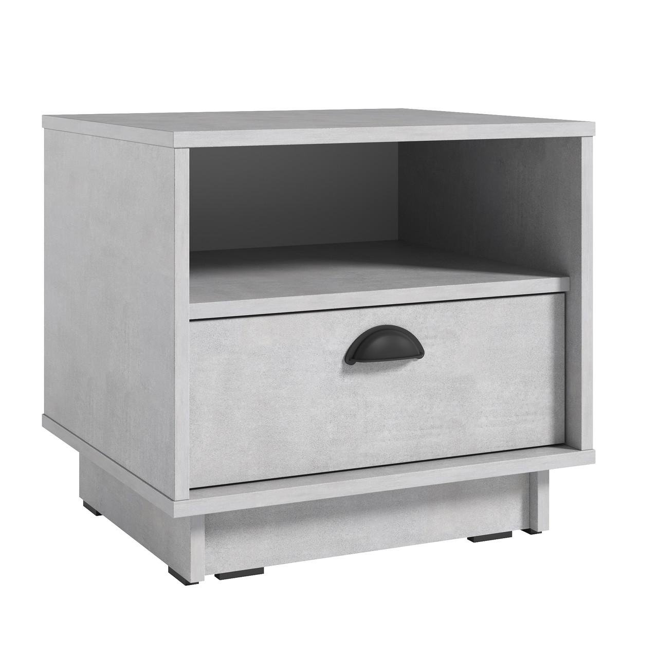 Тумба прикроватная Sanro с выдвижным ящиком и полкой 500х450х450 мм Бетон стайл (K0005)