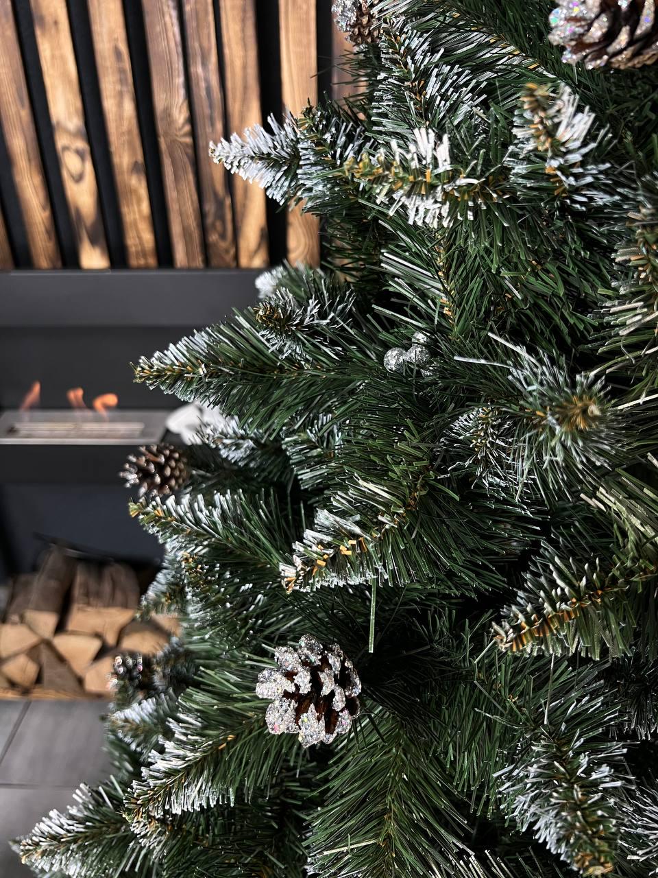 Искусственная елка заснеженная Элитная с шишками и серебряной калиной 2 м Зеленый (YA678218) - фото 2 Искусственная елка заснеженная Элитная с шишками и серебряной калиной 2 м Зеленый (YA678218) - фото 2