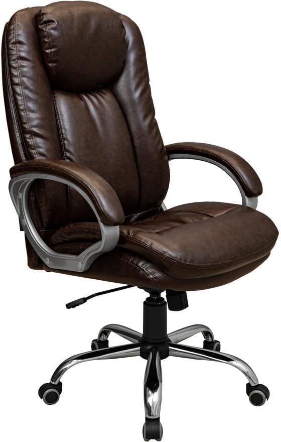 Офисное кресло руководителя Elite ProDesign AnyFix М-2 хром прорезиненные колеса экокожа Brown (rch_chr_00244)