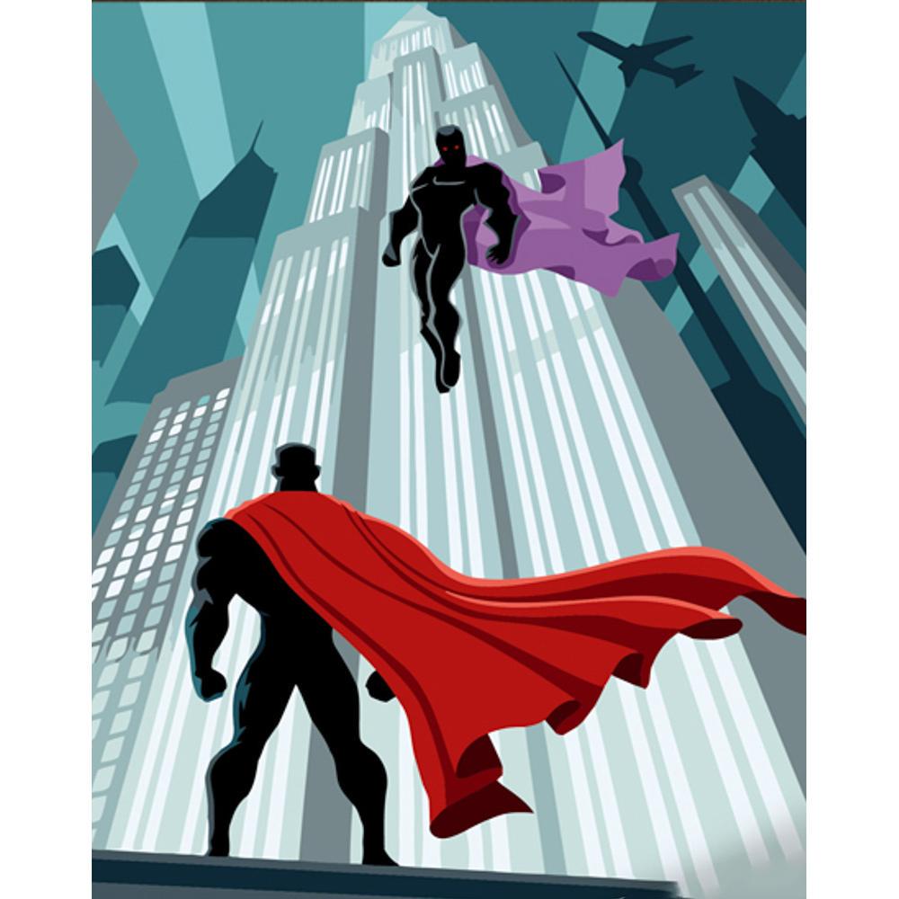 Картина по номерам Strateg Премиум Соперники в плащах с лаком 30x40 см (SS6690)