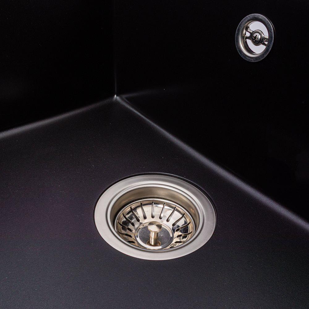 Мийка гранітна Valeso 6550 CRIPTA/змішувач Q411MB/сифон Чорний - фото 6