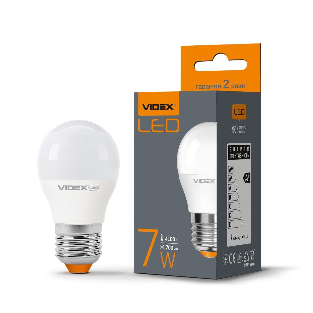 Лампа Videx LED G45e 7W E27 4100K