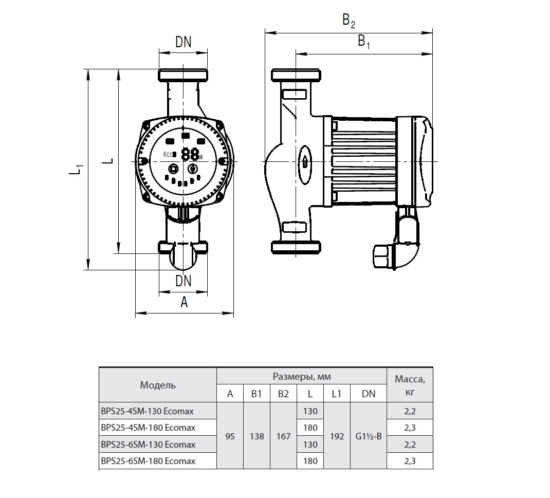 Насос циркуляционный Насосы плюс Оборудование BPS 25-6SM-130 Ecomax - фото 2