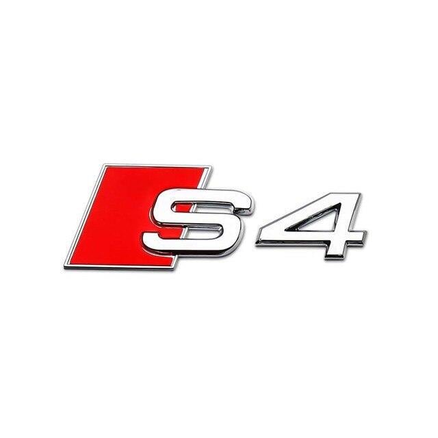 Эмблема надпись S4 Audi металл 8х3 см Хром/Красный глянцевый (1685066279)