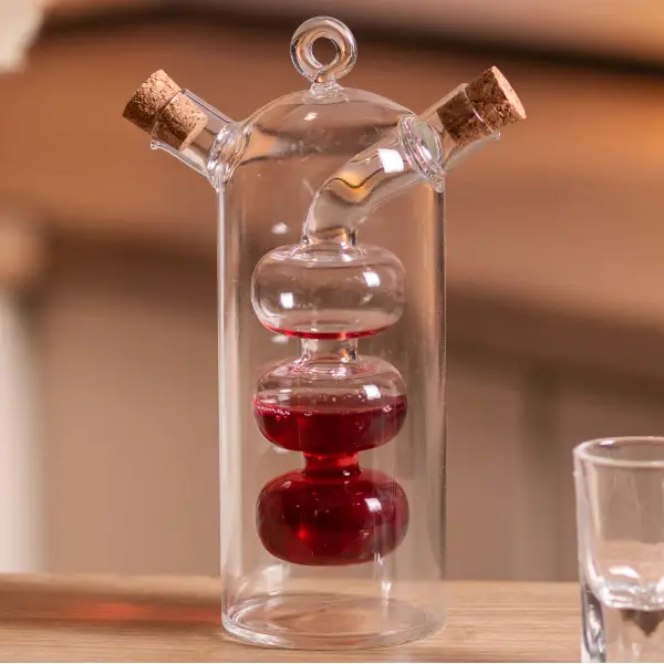 Бутылка для масла и уксуса двойная YIWU Bubbles из боросиликатного стекла 100 и 300 мл Прозрачный (147-107-HP-34-15) - фото 2