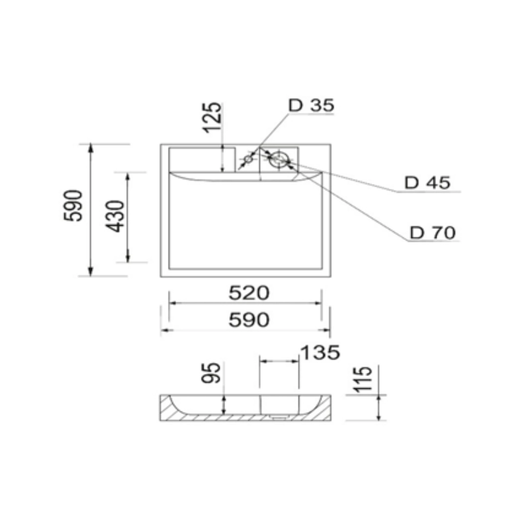 Раковина на пральну машину Qtap Arvin квадратна без донного клапана 595х595x115 мм Білий (SD00054699) - фото 6