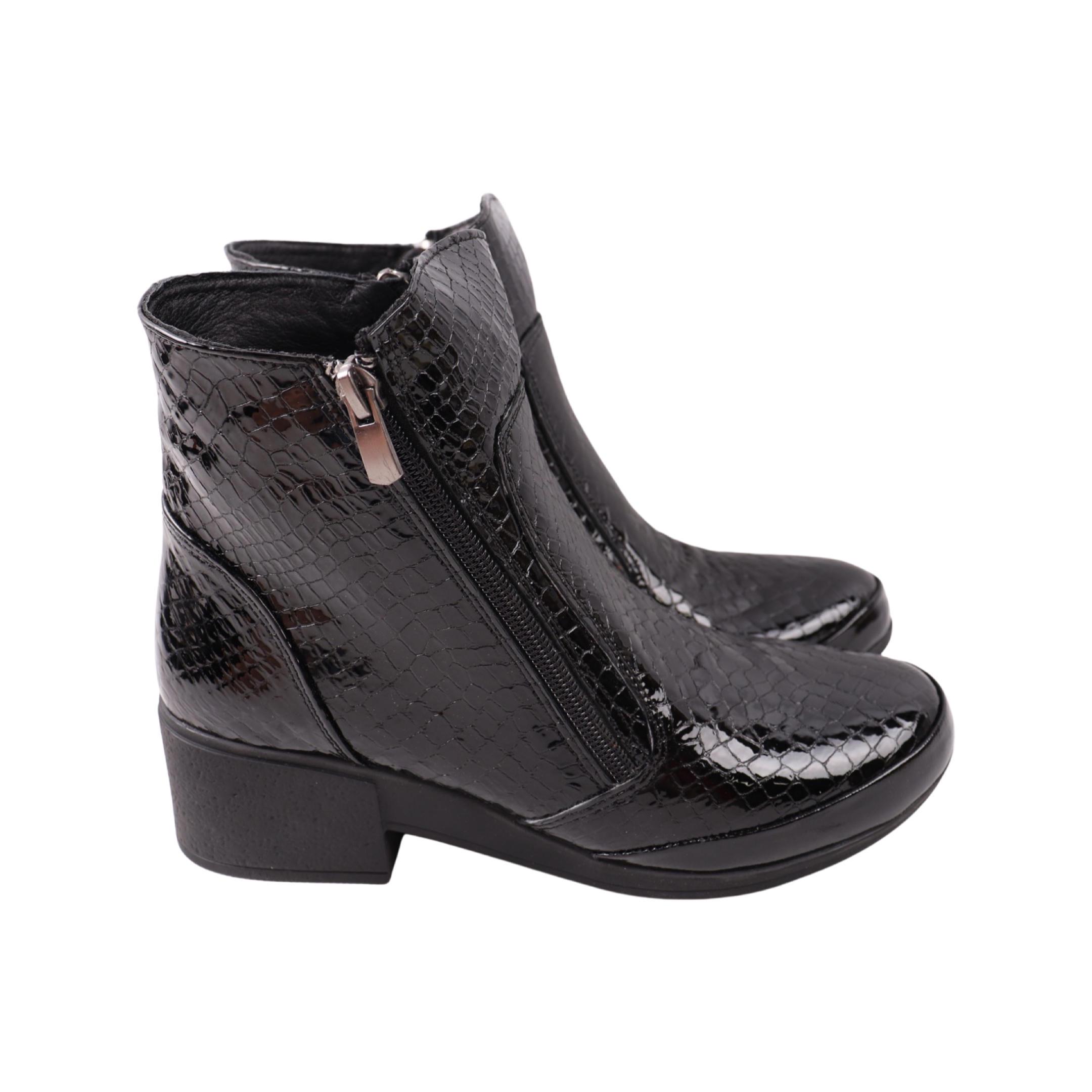 Ботинки женские Kesim натуральная лакированная кожа р. 37 Черный (207-23DHC)