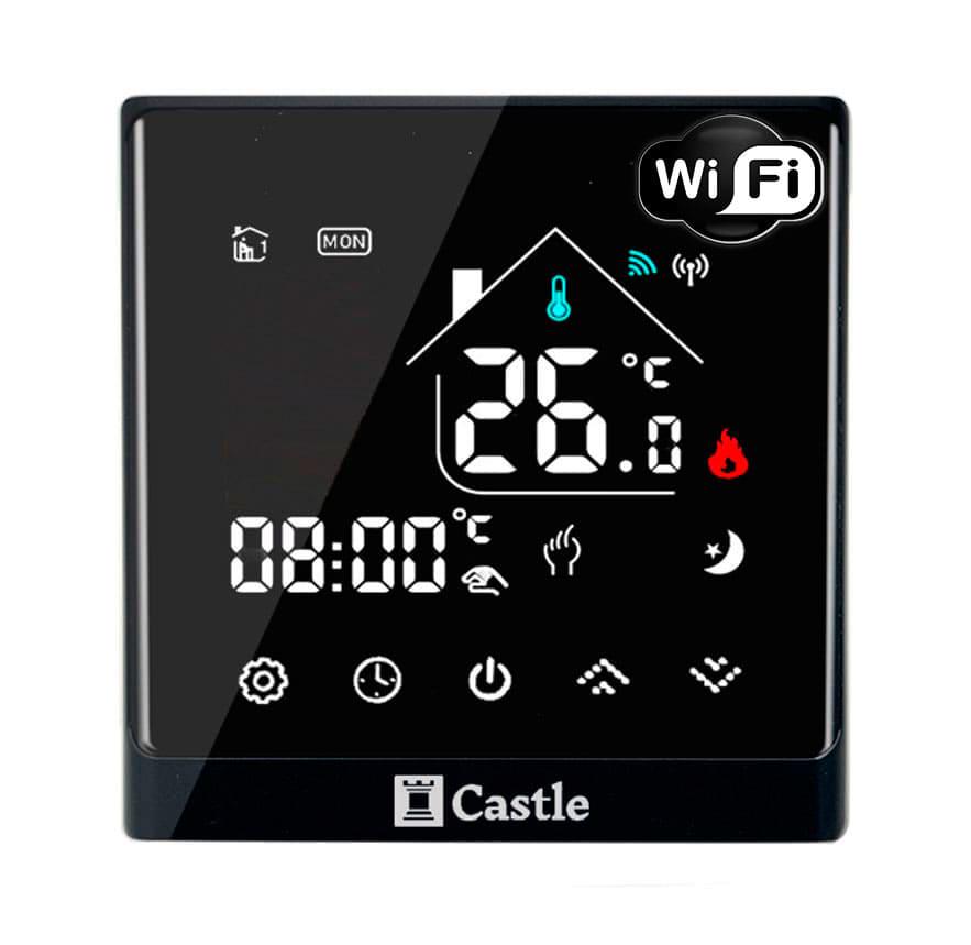 Терморегулятор программированный для теплого пола Castle AC8400H Wi-Fi Черный (8868)
