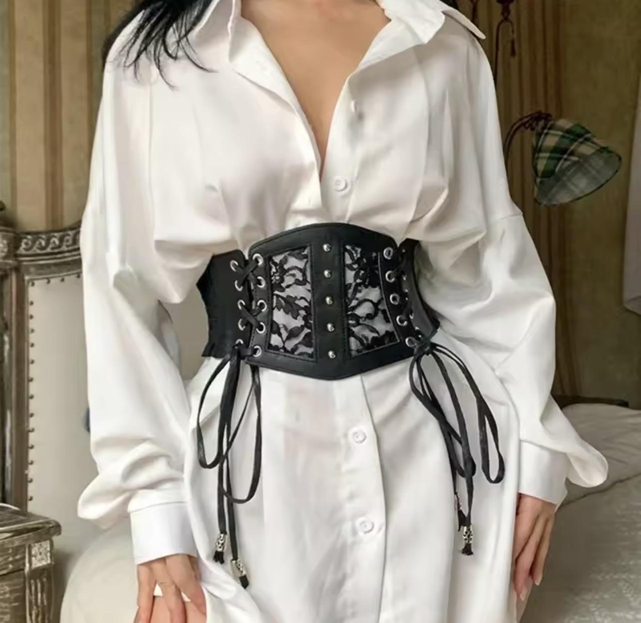 Корсет с лентами эко кожа на резинке (3453454343)