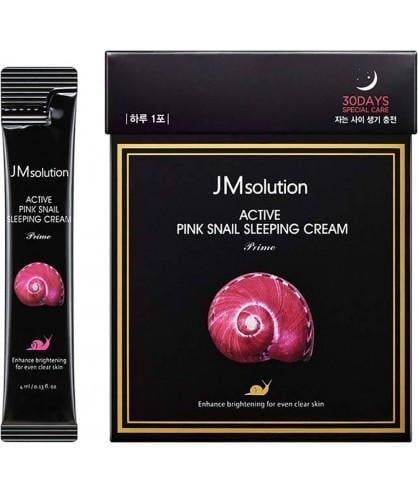 Маска ночная JMsolution ACTIVE PINK SNAIL SLEEPING CREAM PRIME восстанавливающая с муцином улитка 4 мл (2464531477)