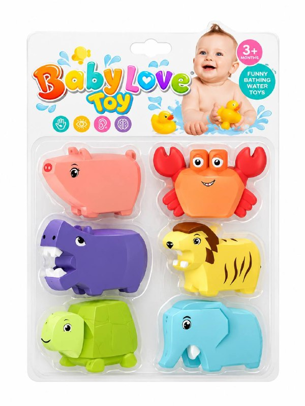 Детский игровой набор пискавок Bath Toys 916-129 Животные брызгалки резиновые 6 шт. (3219793732)