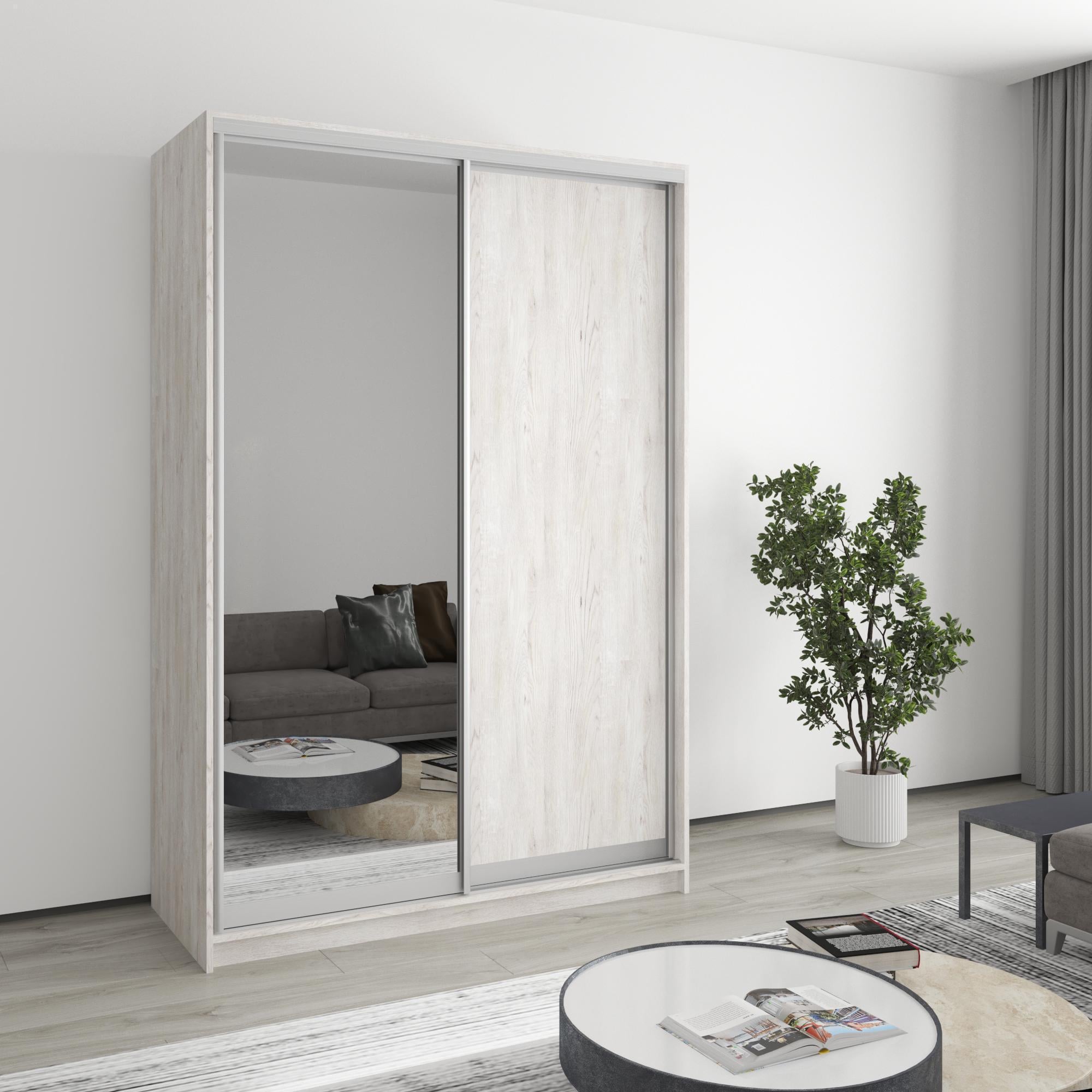 Шкаф-купе двухдверный MebelStar Стандарт AL ДСП/зеркало 140x60x210 см Аляска серый (MBS-2454)