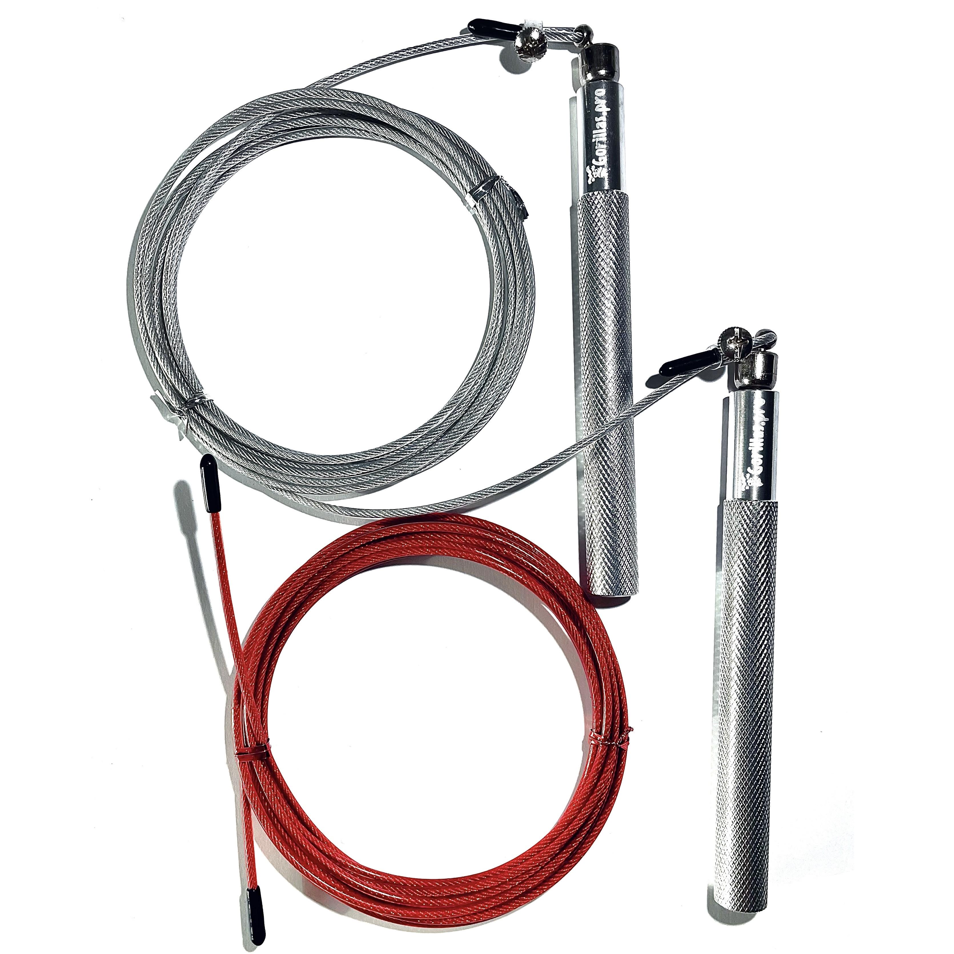 Скакалка швидкісна на підшипниках для фітнесу і кросфіту Gorillaspro Jump Rope алюмінієва 3 м з 2 тросами