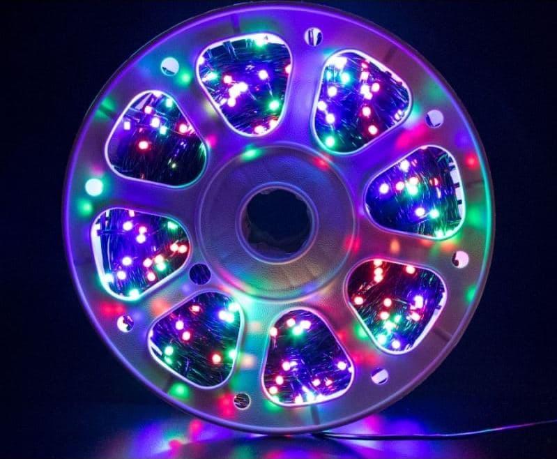 Гирлянда нить класическая цепь на бухте 50 м 420 LED черный провод Мульти