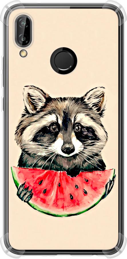 Чехол на Huawei P20 Lite Енотик с арбузом (4605sp-1410-42517)