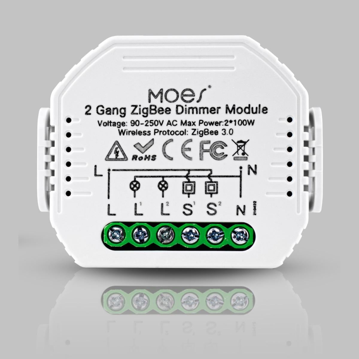 Димер двоканальний Moes ZigBee 3.0 MS-105BZ (WH00285) Димер двоканальний Moes ZigBee 3.0 MS-105BZ (WH00285)