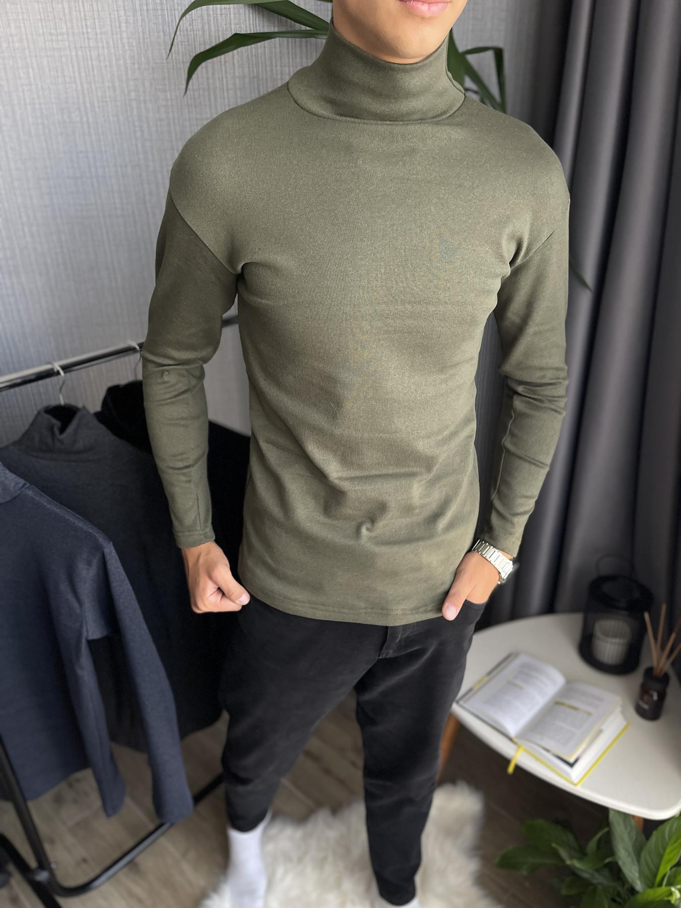 Гольф чоловічий зимовий на флісі облягаючий S Хакі (26534/3/1) - фото 6 Гольф чоловічий зимовий на флісі облягаючий S Хакі (26534/3/1) - фото 6