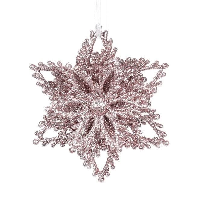 Новогодняя подвеска Снежинка 9,5 см Розовый (13008)