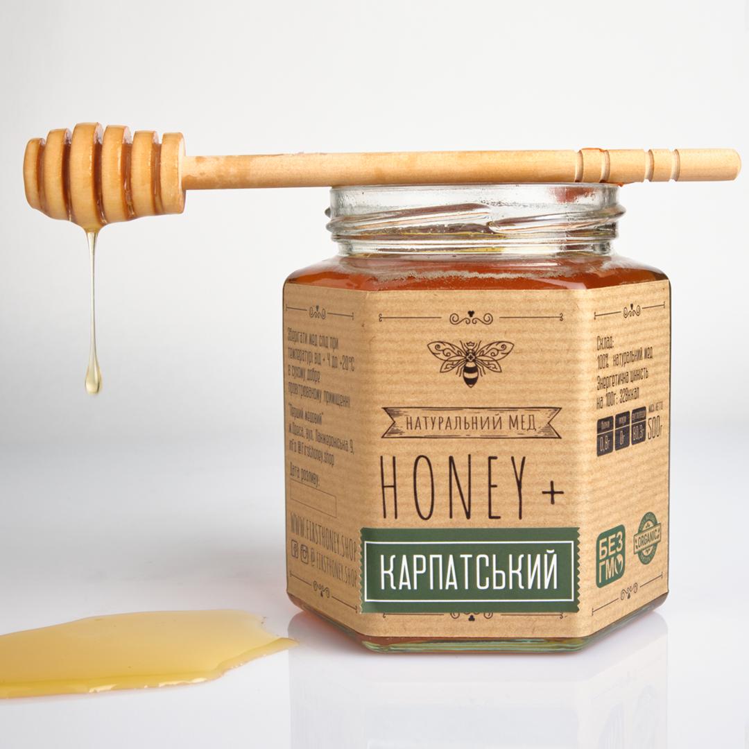 Мед натуральный Honey+ Natural Карпатский 500 г Мед натуральный Honey+ Natural Карпатский 500 г