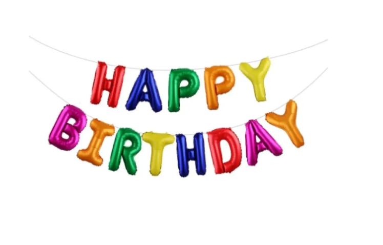 Шары надпись Happy birthday фольгированные 16" Разноцветный (30456/10)