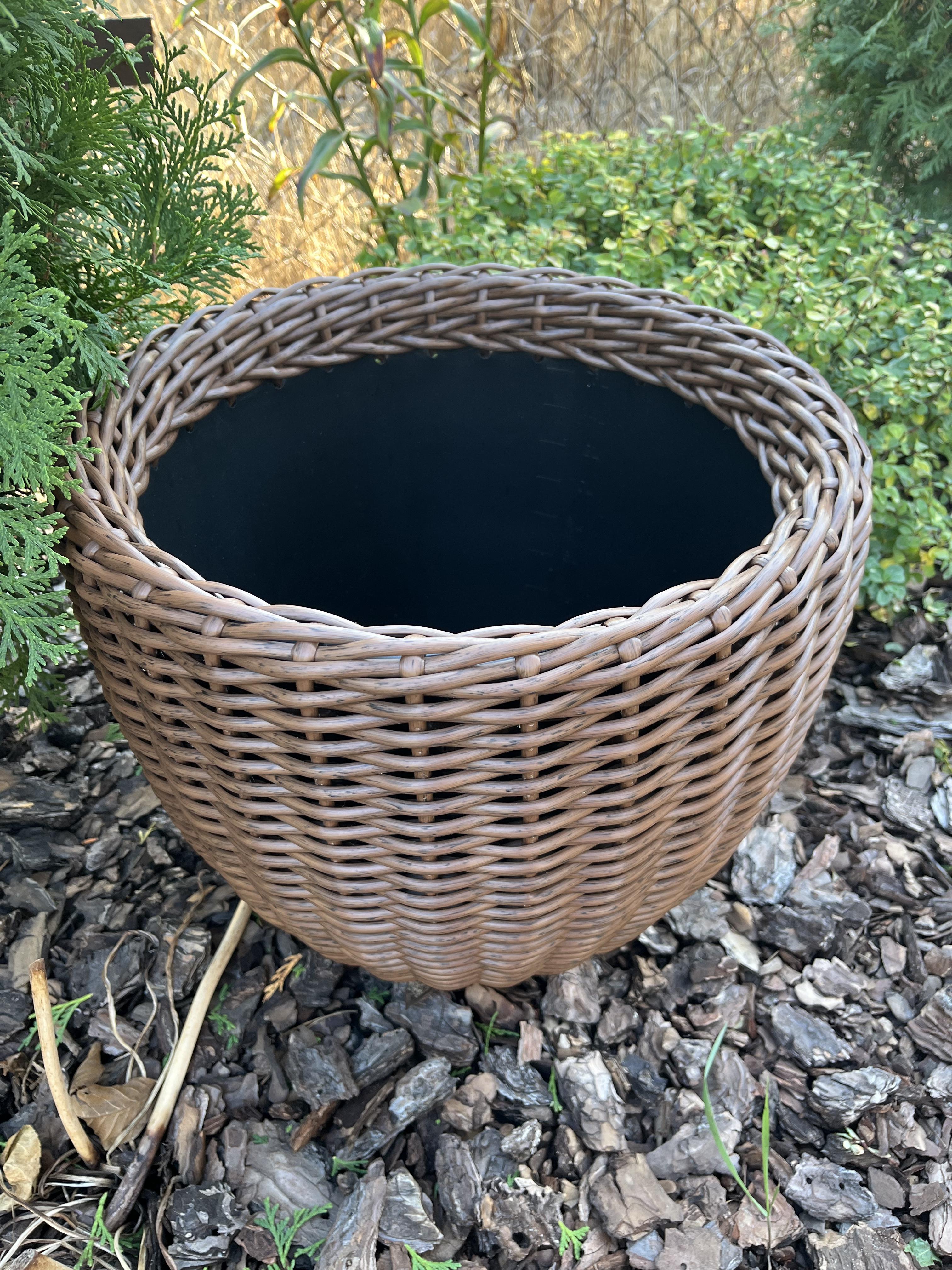 Кашпо для квітів зі штучного ротанга 20 л Темне дерево (27927829) - фото 3