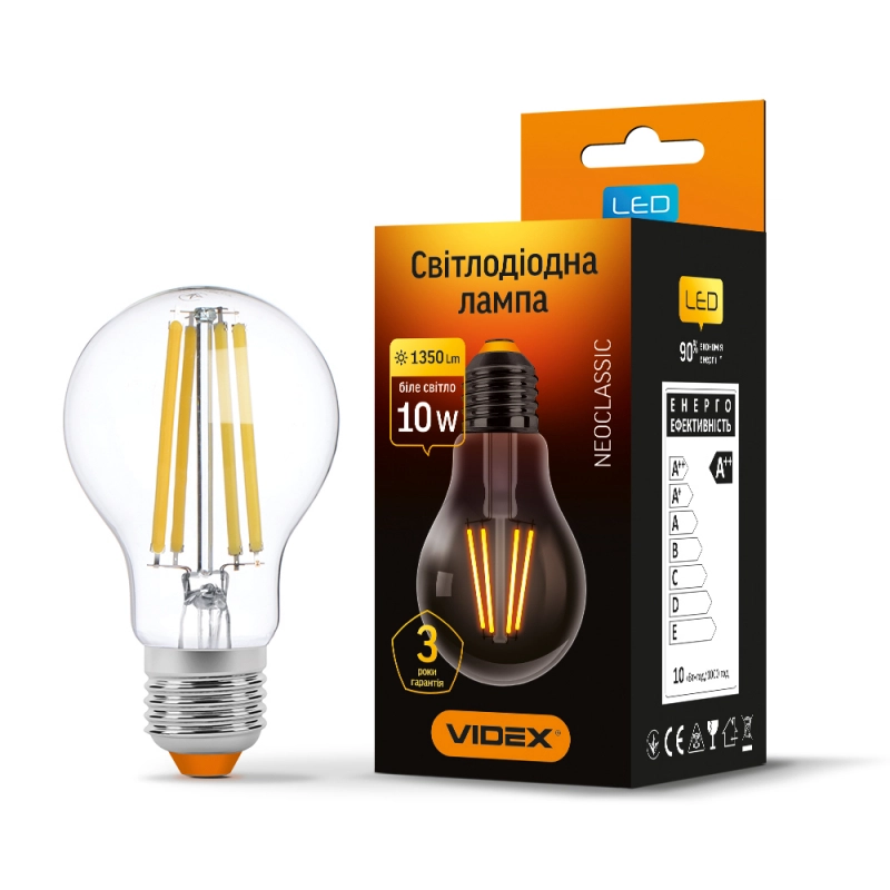 LED-лампа Videx Filament A60F 10W E27 4100K (VL-A60F-10274)
