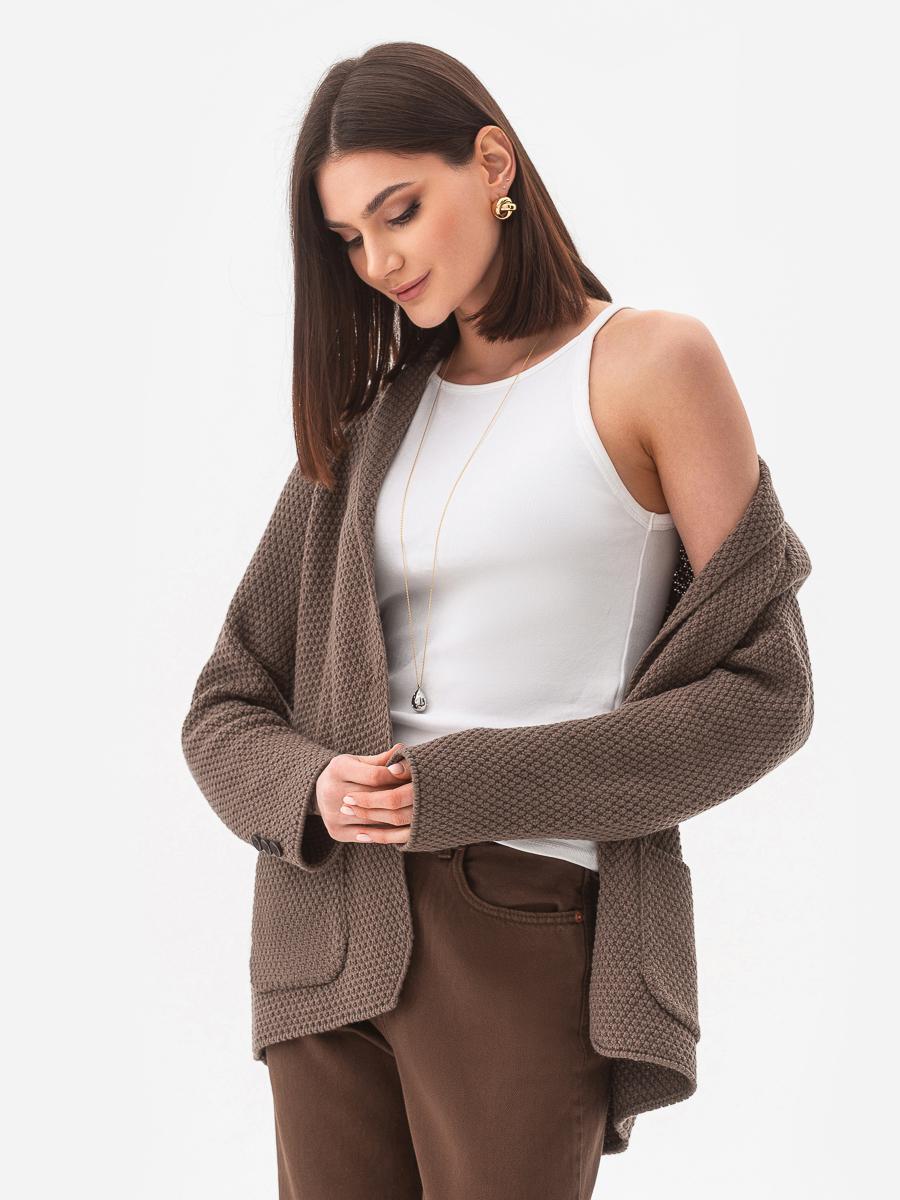 Піджак жіночий рисової в'язки SVTR р. 40-42 Капучино (598) - фото 3 Піджак жіночий рисової в'язки SVTR р. 40-42 Капучино (598) - фото 3