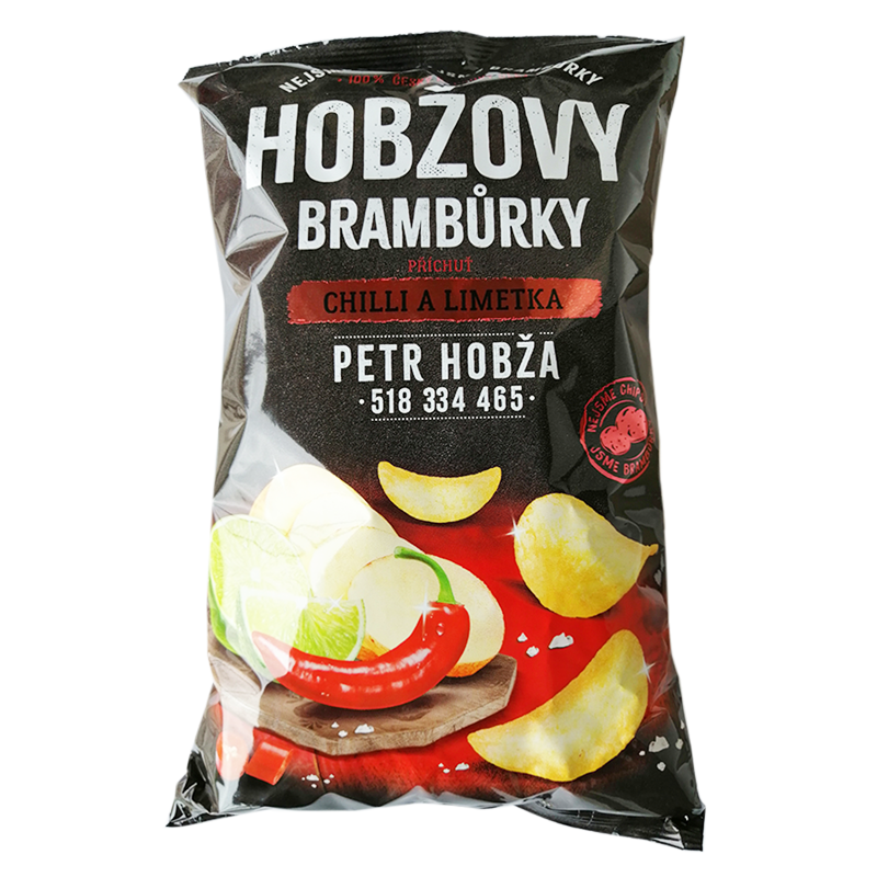 Чипсы картофельные Hobžovy со вкусом чили и лайма 150 г