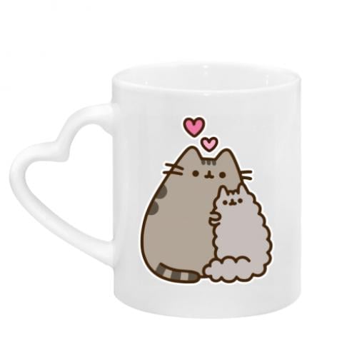 Чашка с ручкой в ​​виде сердца Love Little Pusheen Белый с серым (14395271-1-187054)