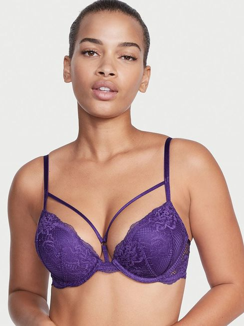 Бюстгальтер мереживний з пуш ап Victoria's Secret Very Bombshell Add 2 Cups Push-Up Bra 85E Фіолетовий (21757856)