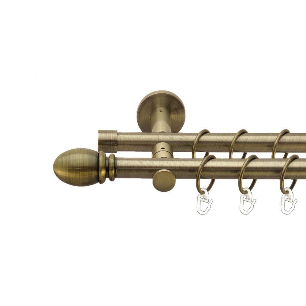 Карниз для штор Orvit Белуно двухрядный гладкий 19\19 мм 300 см Античный (7523493)