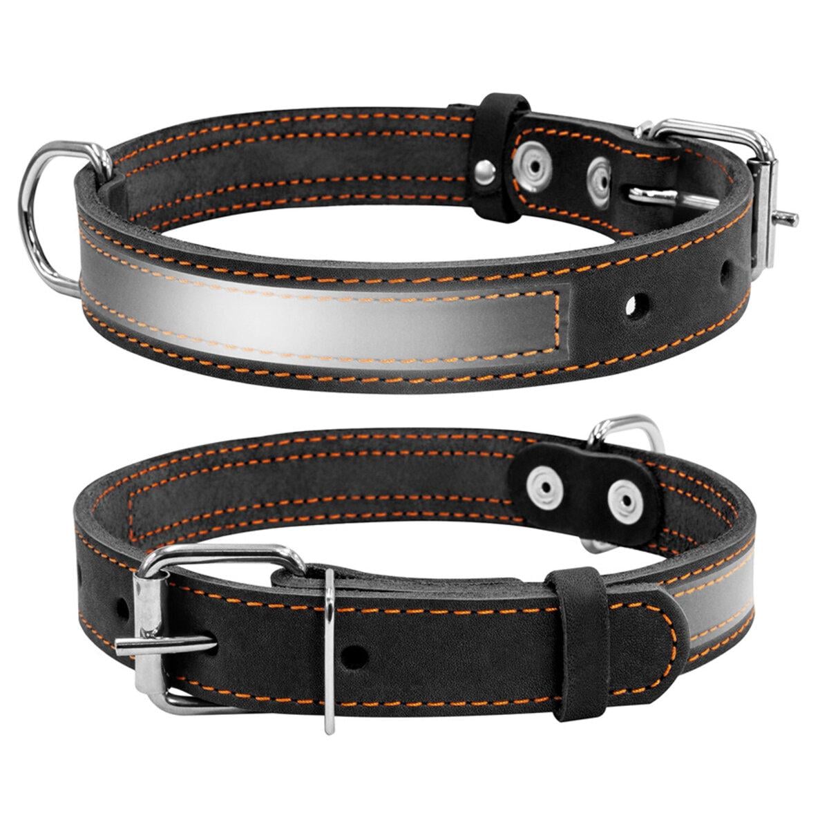 Ошейник Collar со светоотражающей лентой 25 мм/38-50 см Черный (02491)
