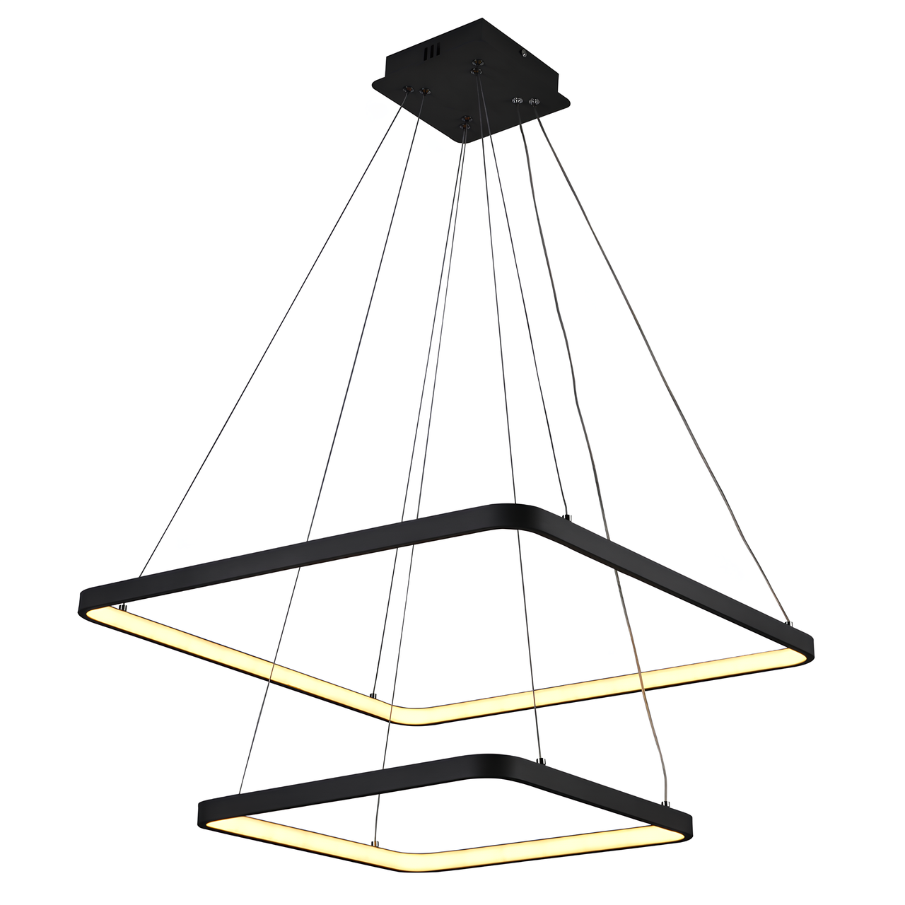 Люстра светодиодная Sirius с двумя квадратными плафонами 90W 3000-6500К Черный (LCD3018 BK)