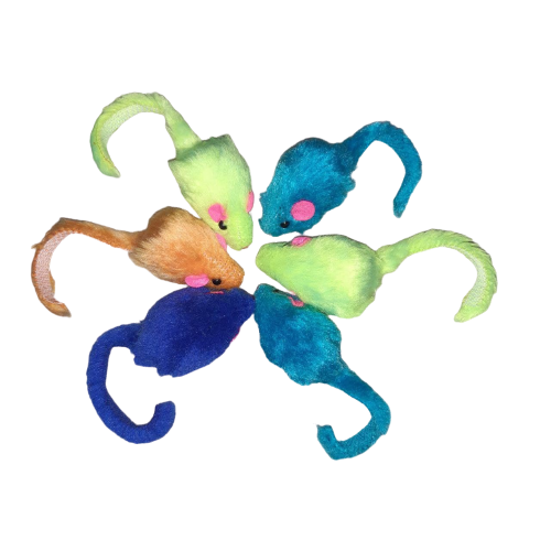 Игрушка шуршит мышь для кота 6 шт. Разноцветный