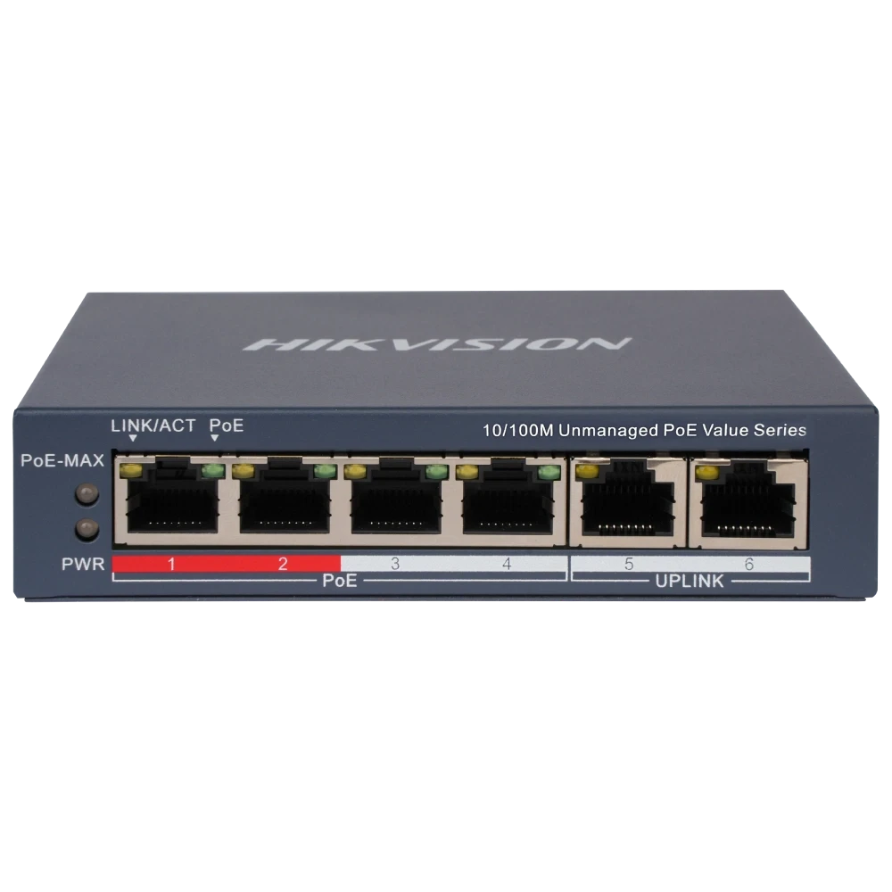 Комутатор 6 портів некерований Hikvision DS-3E0106P-E/M B POE (2863456214)