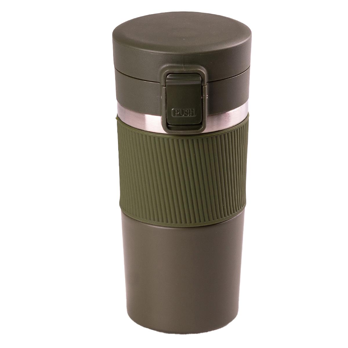 Термокружка с крышкой flip top на защелке 400 мл Зеленый (HP152GR)