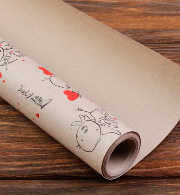 Подарочная бумага для упаковки Купидоны 8 мx70 см Крафт (13537469)